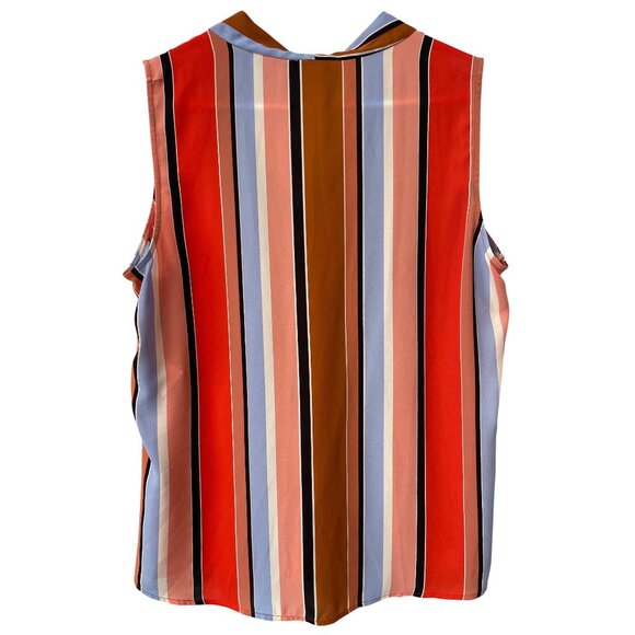 Bar III Blouse Sleeveless V Neck Inverted Pleat Multicolor Lightweight Polyester - Picture 3 of 8